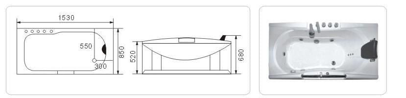 Vasca Idromassaggio A002 153x85x68 con Massaggio Rivitalizzante e Design Raffinato