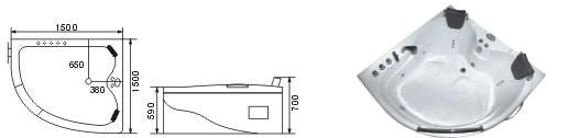 Vasca idromassaggio A005 150 x 150 x 70 cm di Design con Massaggio Rivitalizzante e Comfort Extra